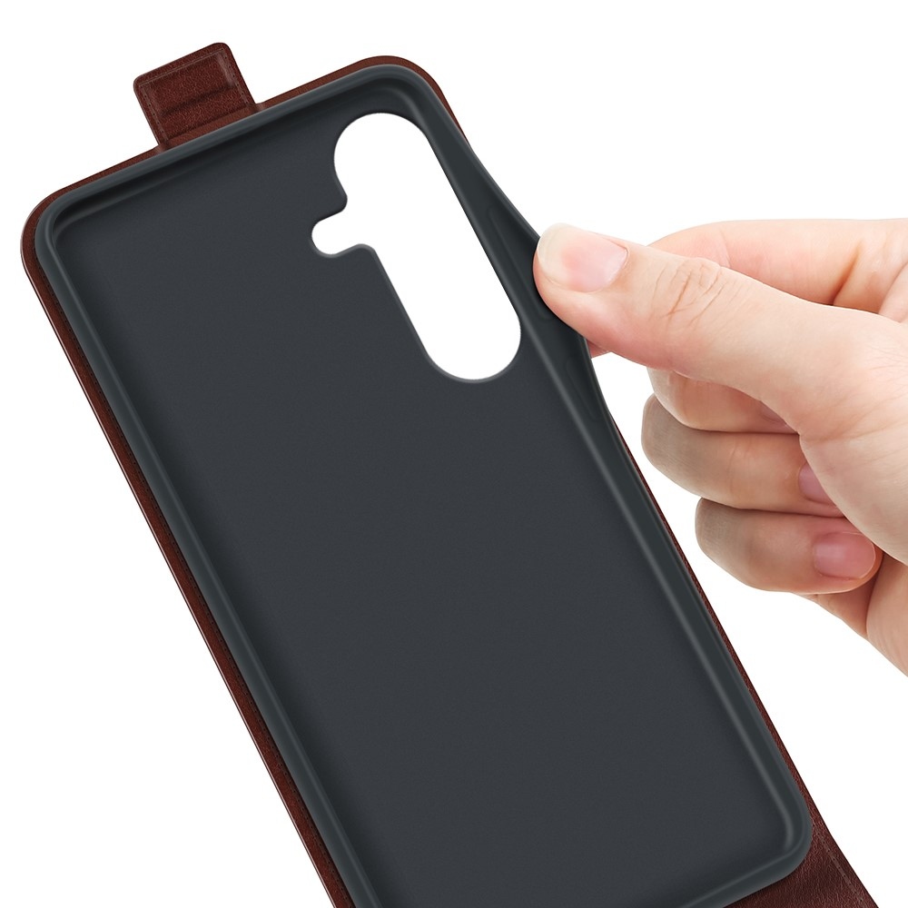 Vertical knížkové pouzdro na Samsung Galaxy S25 - hnědé