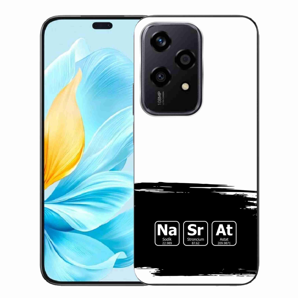 Gelový kryt mmCase na Honor 200 Lite 5G - chemické prvky černobílé pozadí