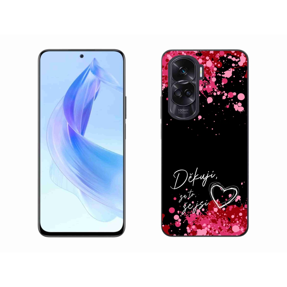 Gelový kryt mmCase na Honor 90 Lite - zamilovaný text 2 černé pozadí