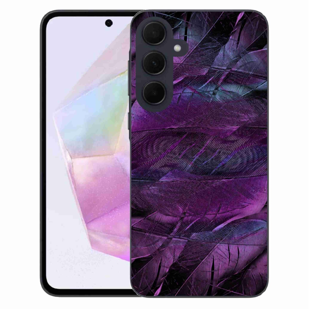 Gelový kryt mmCase na Samsung Galaxy A35 5G - fialová pírka