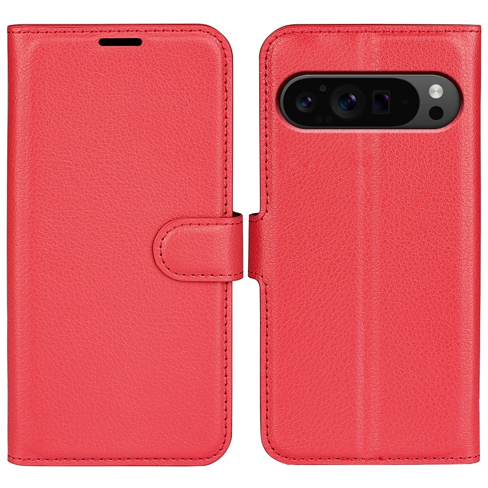 Litchi knížkové pouzdro na Google Pixel 9 Pro XL - červené