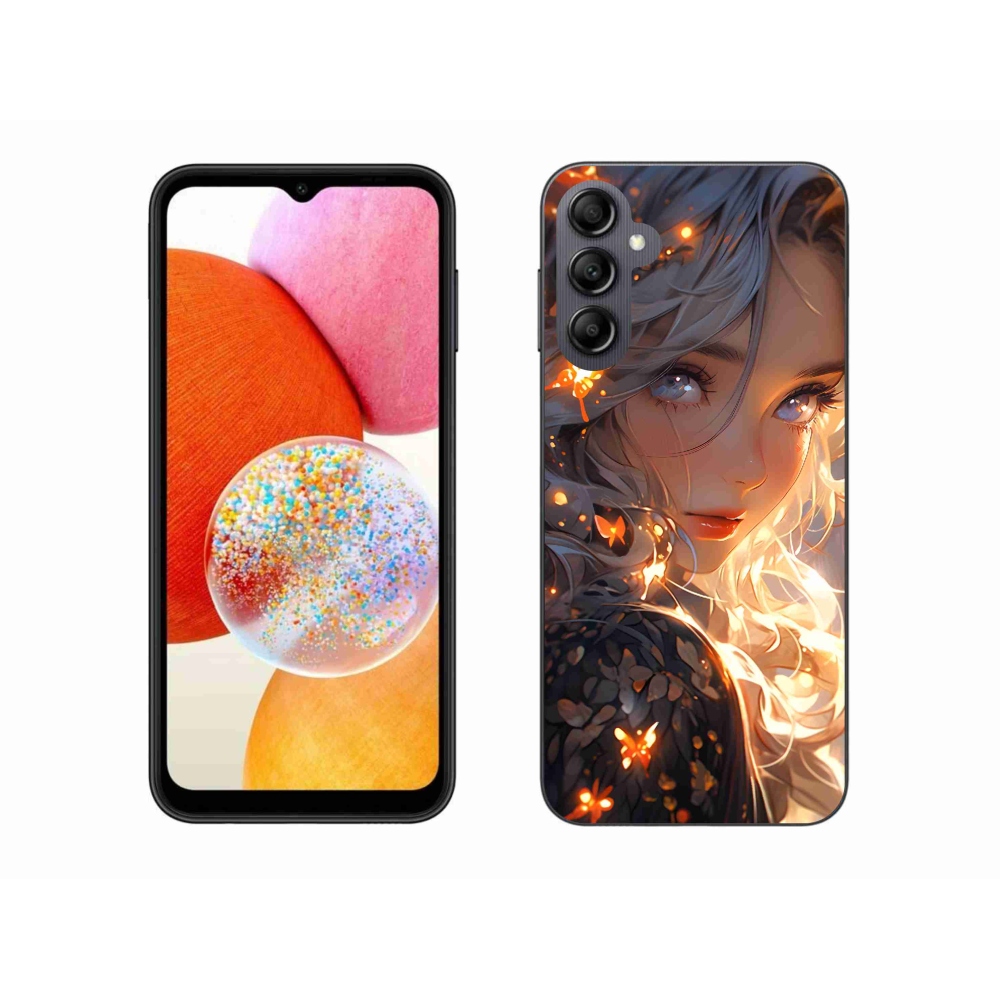 Gelový kryt mmCase na Samsung Galaxy A14 4G/5G - dívka a motýli