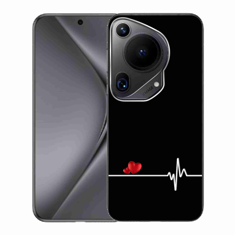 Gelový kryt mmCase na Huawei Pura 70 Ultra - srdce a tep černé pozadí
