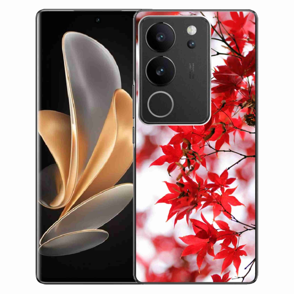 Gelový kryt mmCase na Vivo V29 5G - červené listy
