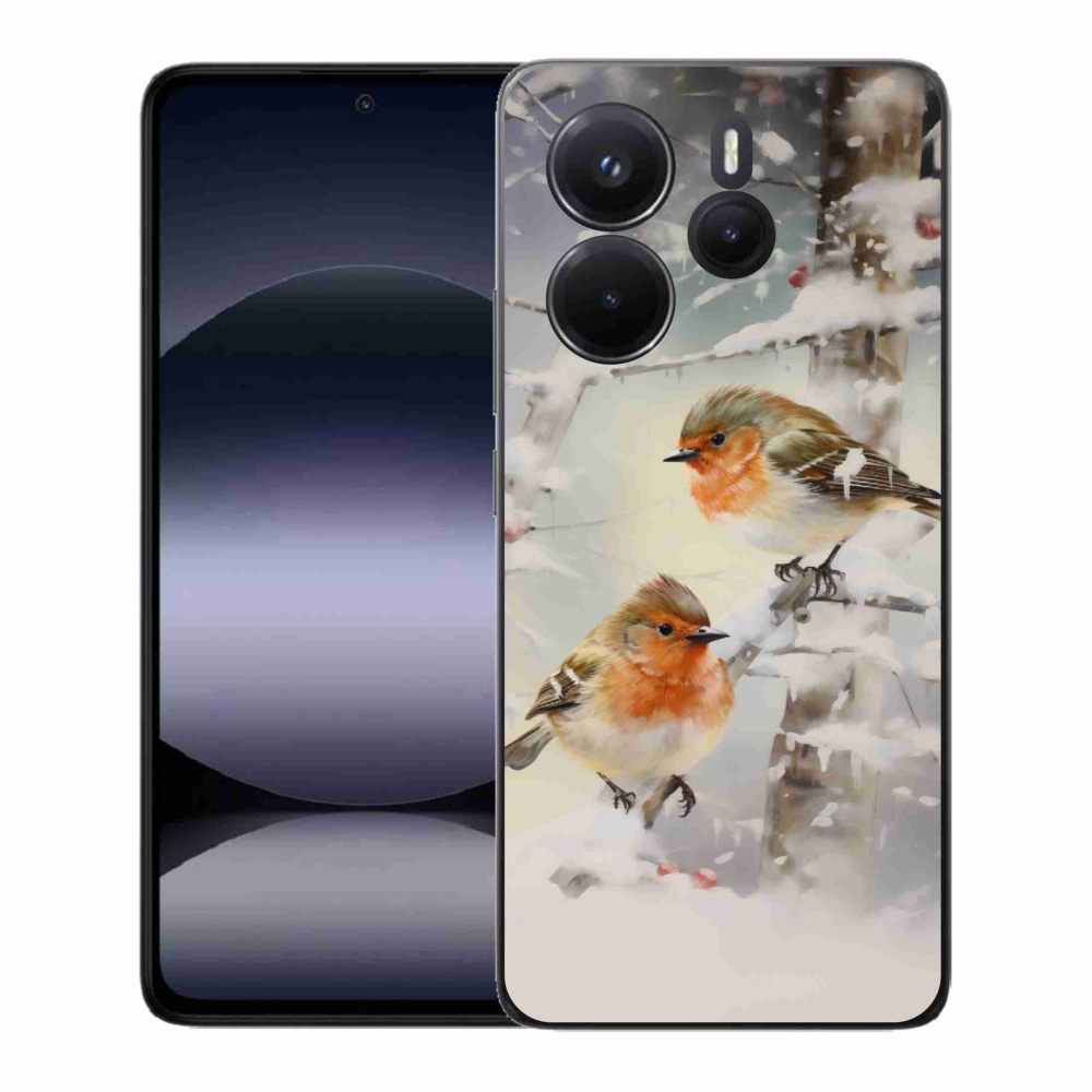 Gelový kryt mmCase na Xiaomi Redmi Note 14 - ptáčci v zimě