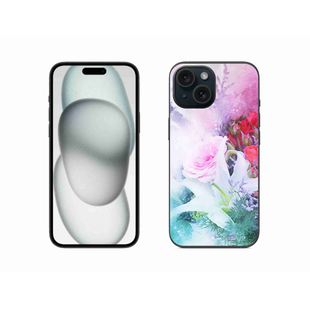Gelový kryt mmCase na iPhone 15 - květiny 4