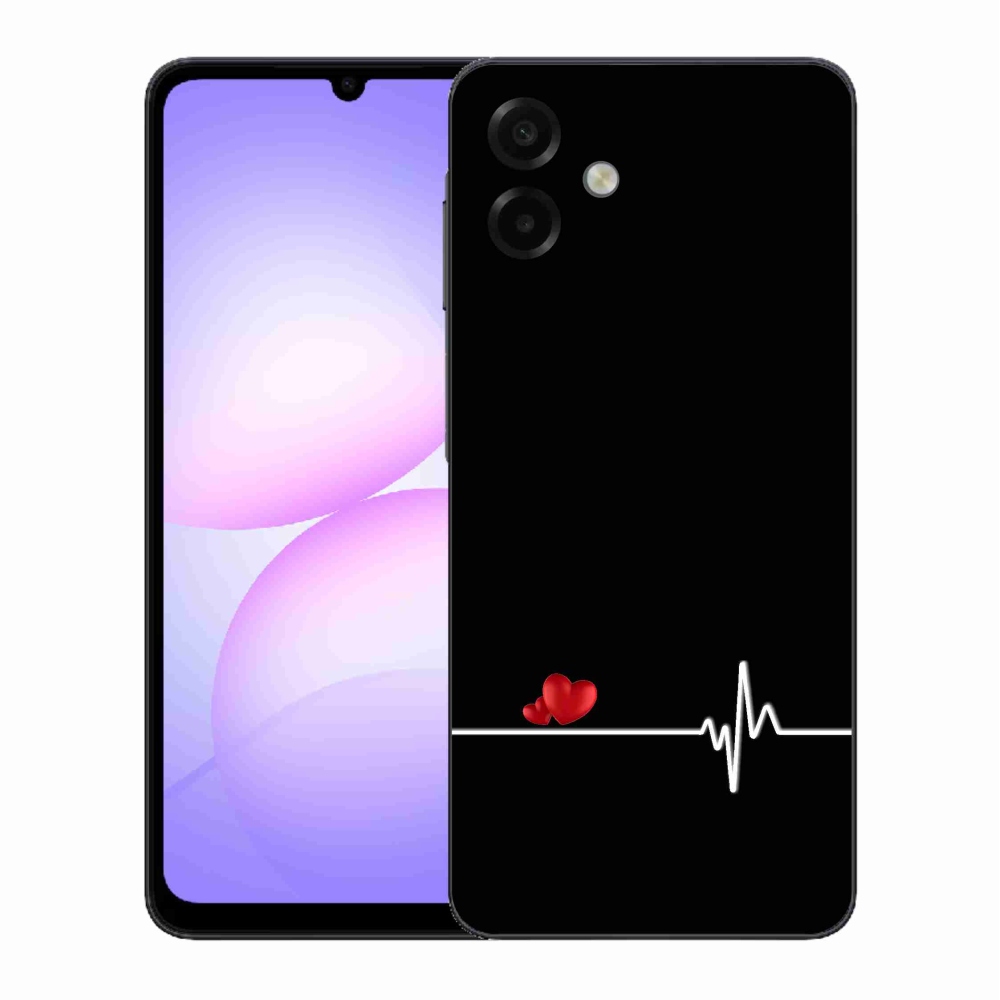 Gelový kryt mmCase na Samsung Galaxy A07 4G - srdce a tep černé pozadí