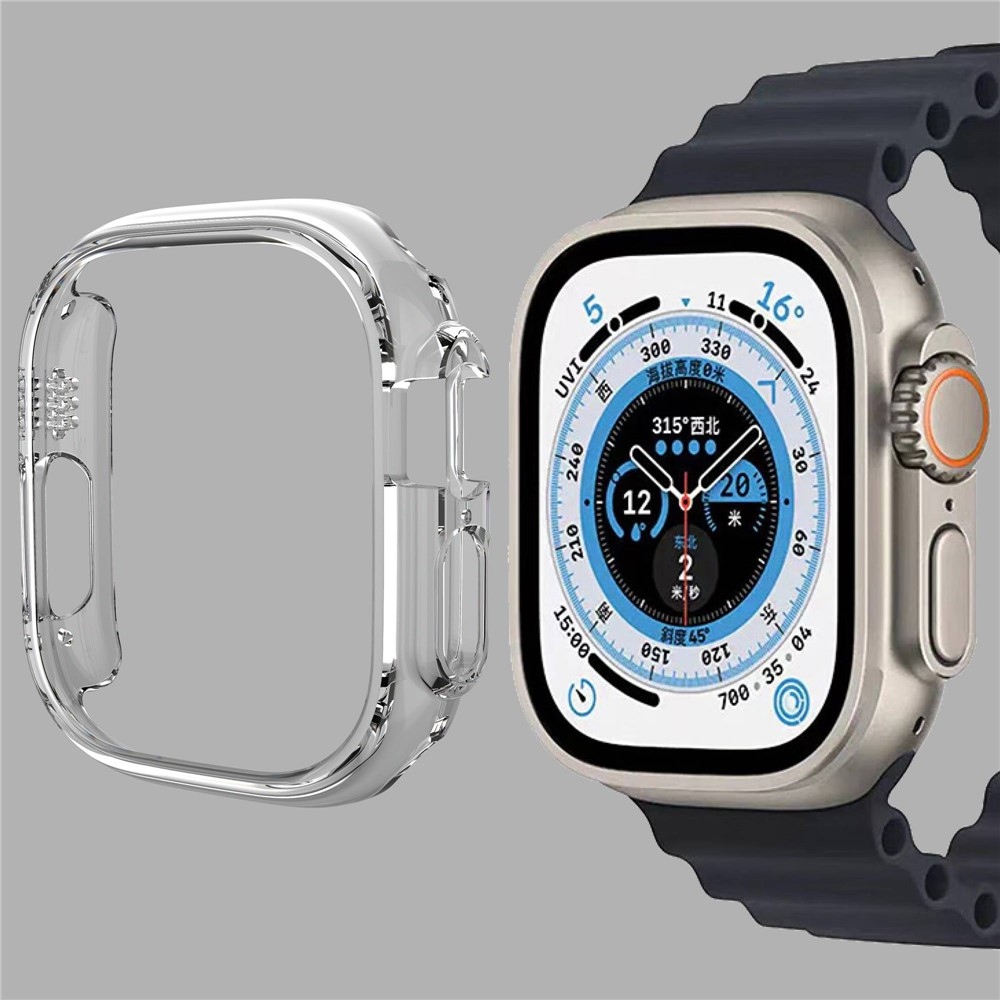 Half plastové nasazovací pouzdro na Apple Watch Ultra 4/3/2/1 49mm - průhledné