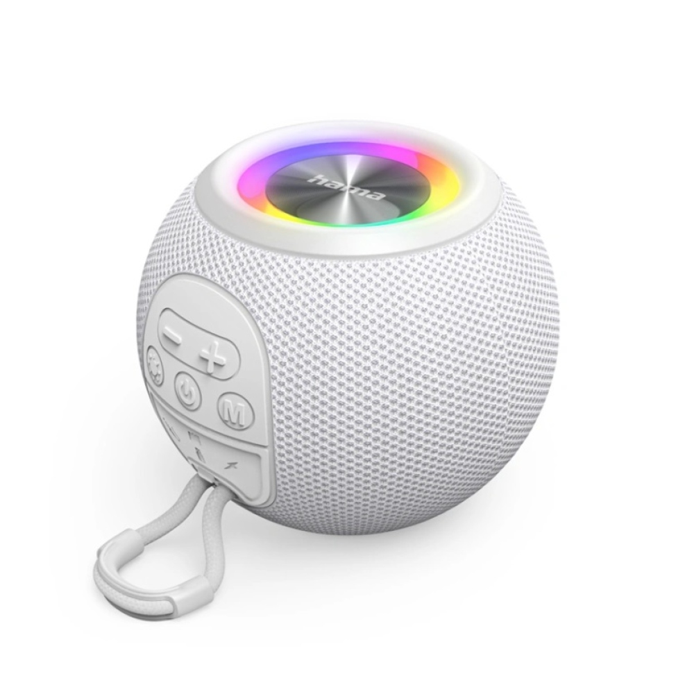 Hama Ball Bluetooth reproduktor 5 W, LED podsvícení, USB-A, microSD slot - bílý