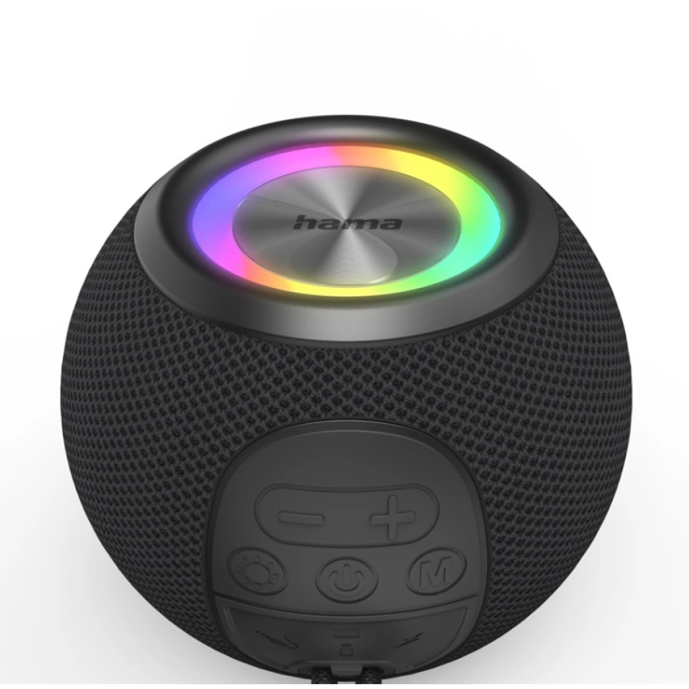 Hama Ball Bluetooth reproduktor 5 W, LED podsvícení, USB-A, microSD slot - černý