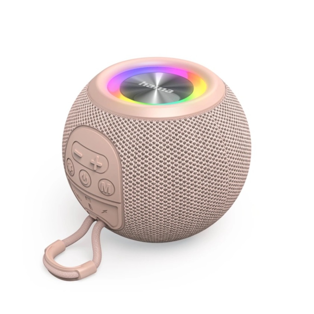 Hama Ball Bluetooth reproduktor 5 W, LED podsvícení, USB-A, microSD slot - růžový