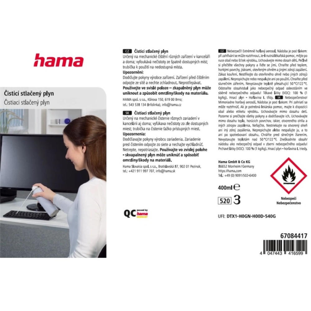 Hama stlačený čisticí plyn 400 ml