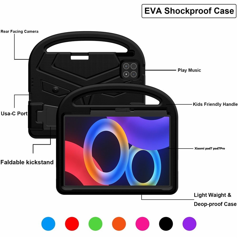 Handle EVA odolné pouzdro s úchytem na tablet Xiaomi Pad 8/8 Pro/7/7 Pro - černé