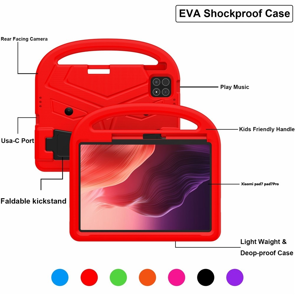 Handle EVA odolné pouzdro s úchytem na tablet Xiaomi Pad 8/8 Pro/7/7 Pro - červené