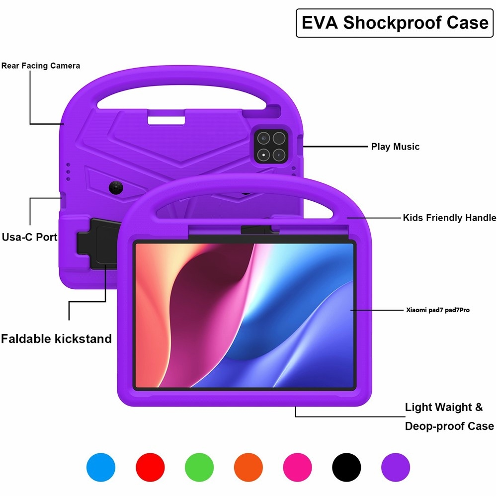 Handle EVA odolné pouzdro s úchytem na tablet Xiaomi Pad 8/8 Pro/7/7 Pro - fialové
