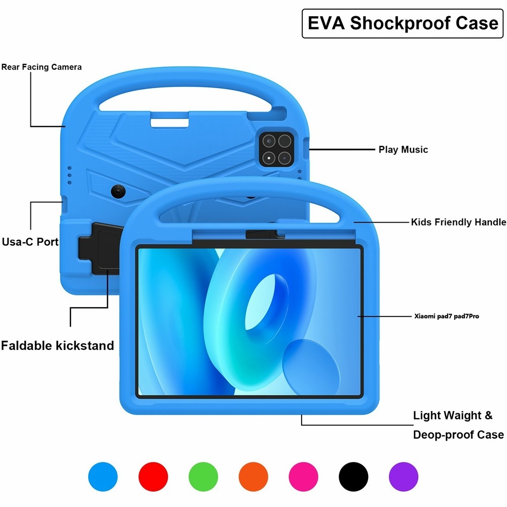 Handle EVA odolné pouzdro s úchytem na tablet Xiaomi Pad 8/8 Pro/7/7 Pro - modré