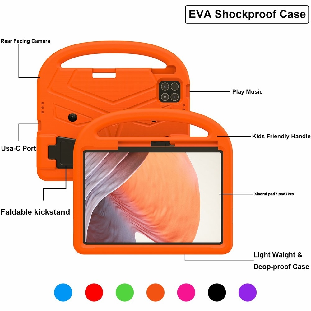 Handle EVA odolné pouzdro s úchytem na tablet Xiaomi Pad 8/8 Pro/7/7 Pro - oranžové