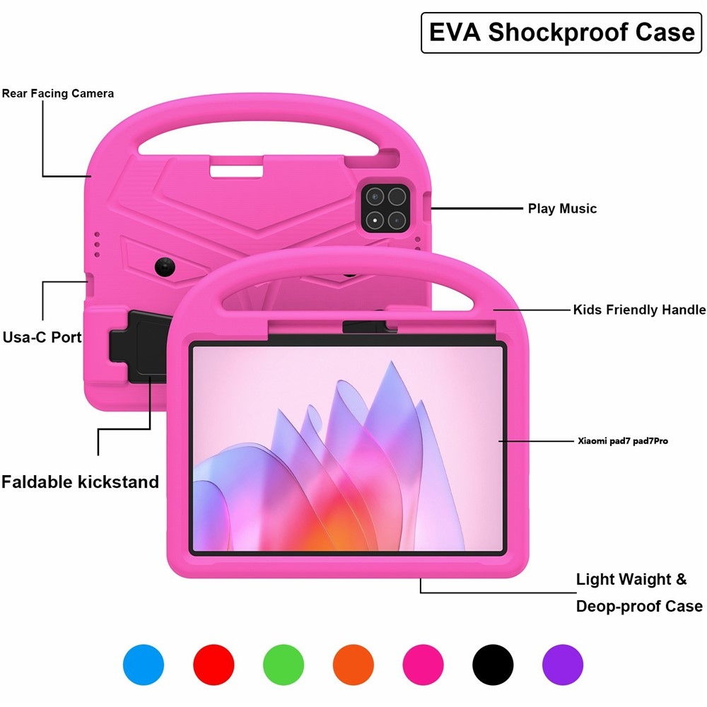 Handle EVA odolné pouzdro s úchytem na tablet Xiaomi Pad 8/8 Pro/7/7 Pro - rose