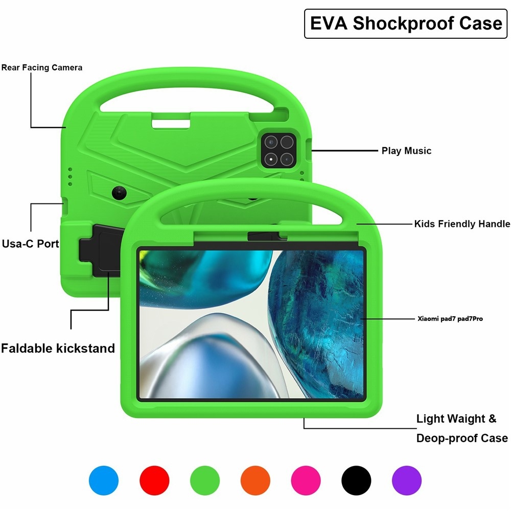 Handle EVA odolné pouzdro s úchytem na tablet Xiaomi Pad 8/8 Pro/7/7 Pro - zelené