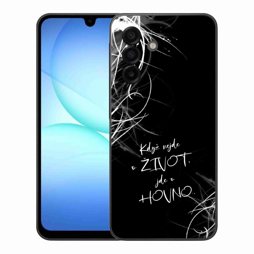 Gelový kryt mmCase na Samsung Galaxy A17 4G/5G - vtipný text 16 černé pozadí