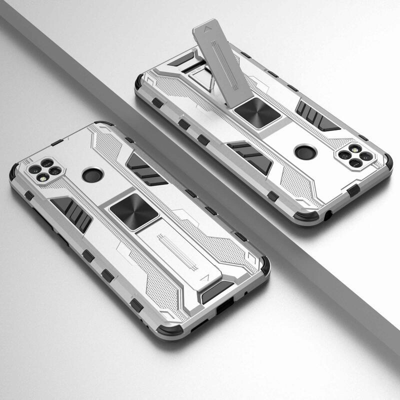 Hard odolný hybridní kryt na Xiaomi Redmi 10A - stříbrný