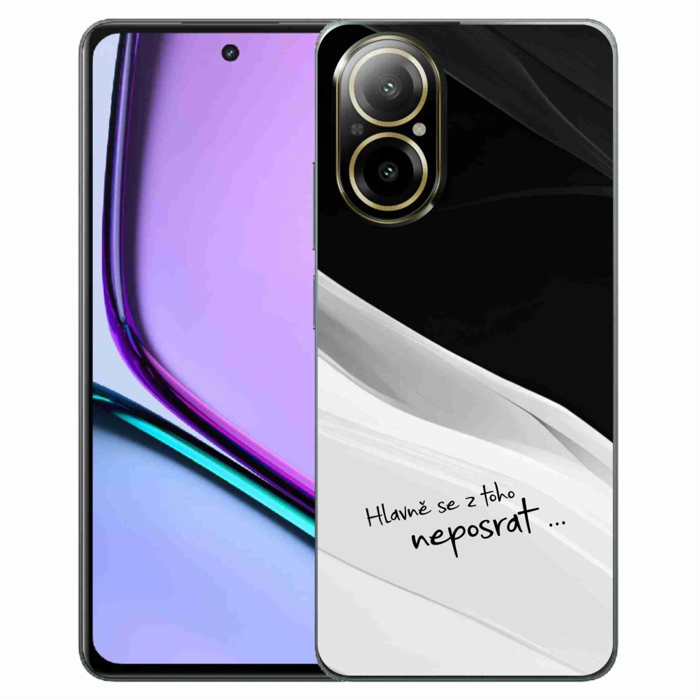 Gelový kryt mmCase na Realme C67 - vtipný text 13 bíločerné pozadí