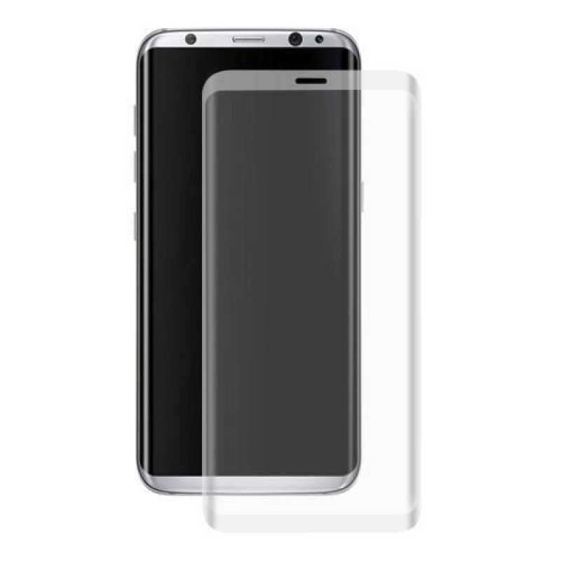 HAT celoplošné fixační tvrzené sklo s 3D rohy na Samsung Galaxy S8+ - šedý lem