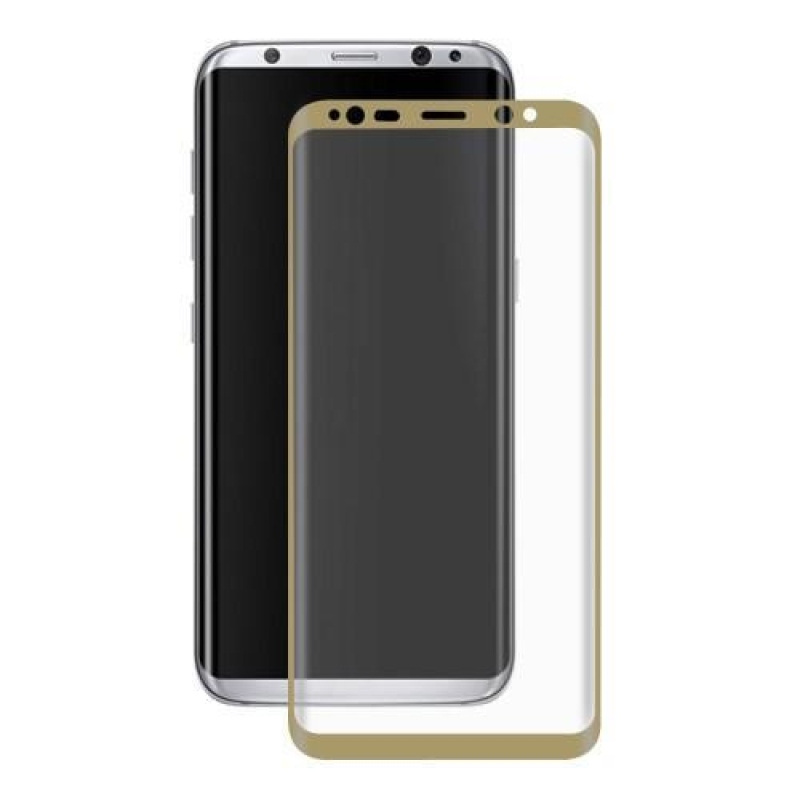 HAT celoplošné fixační tvrzené sklo s 3D rohy na Samsung Galaxy S8+ - zlatý lem