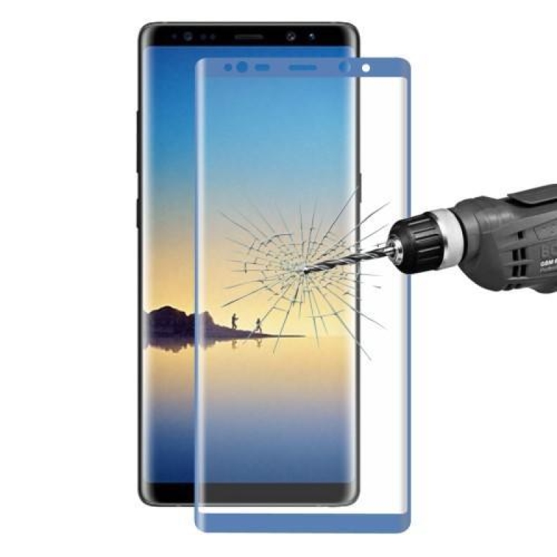 HAT celoplošné trvzené sklo na Samsung Galaxy Note 8 - modrý lem
