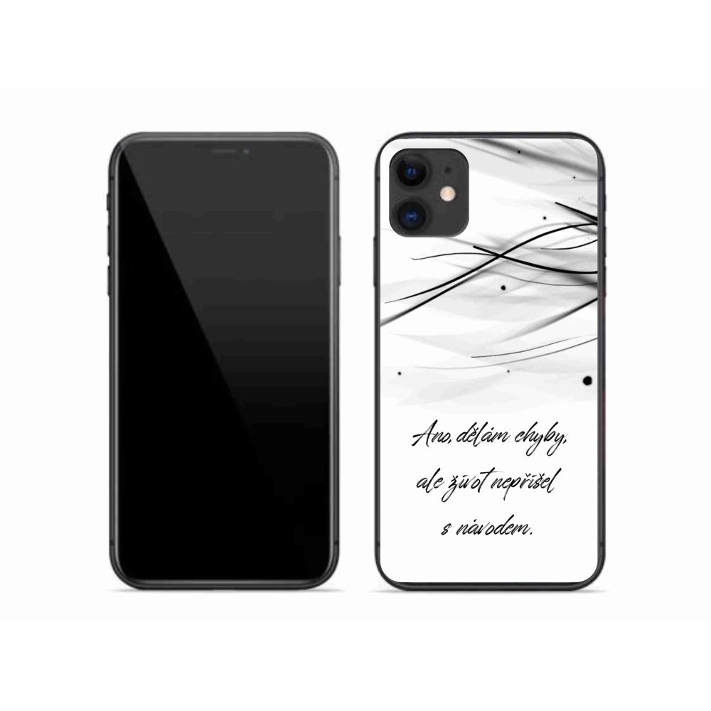 Gelový kryt mmCase na iPhone 11 - citát bílé pozadí