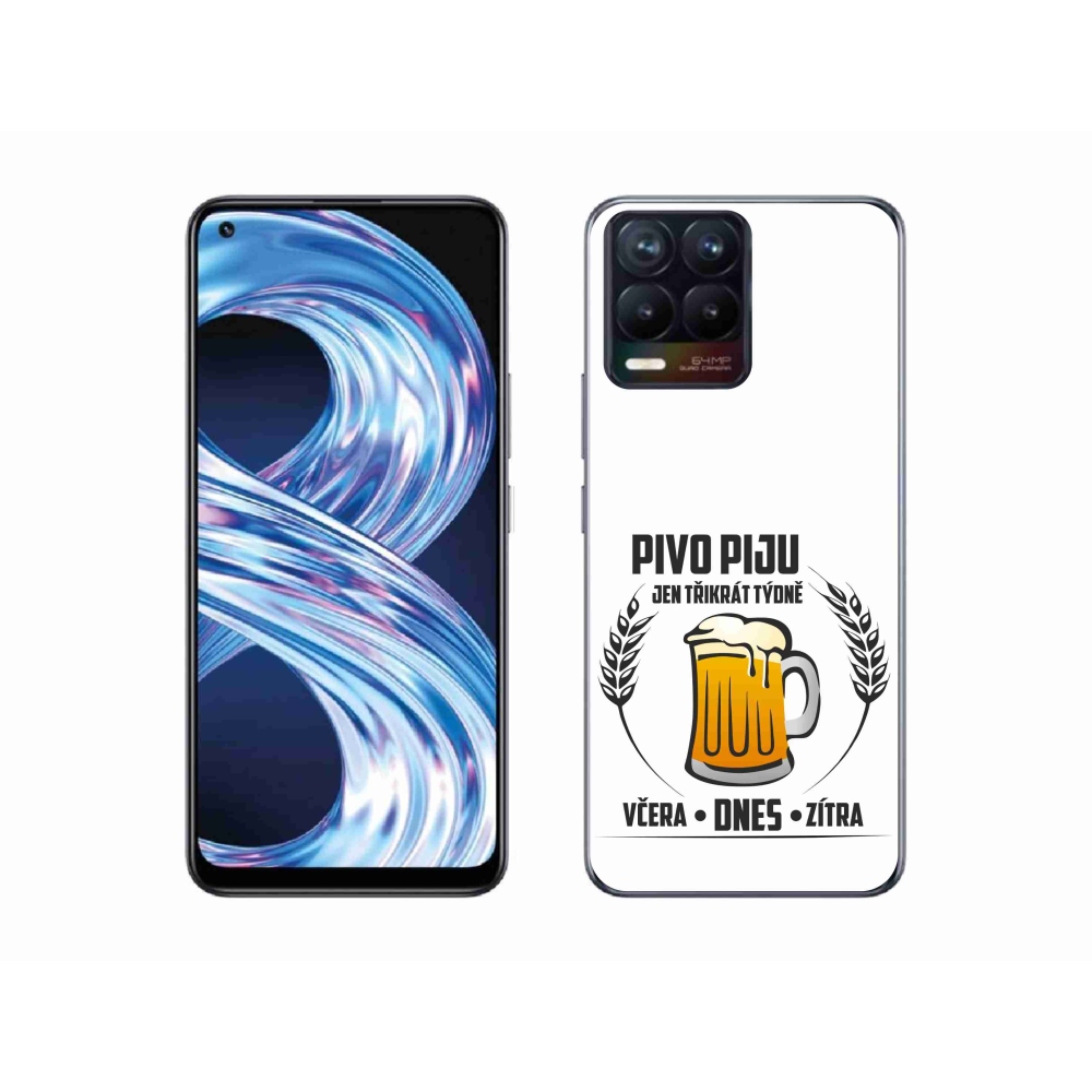 Gelový kryt mmCase na Realme 8 Pro - pivní motiv bílé pozadí
