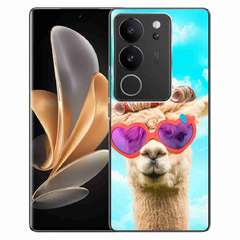 Gelový kryt mmCase na Vivo V29 5G - lama s brýlemi