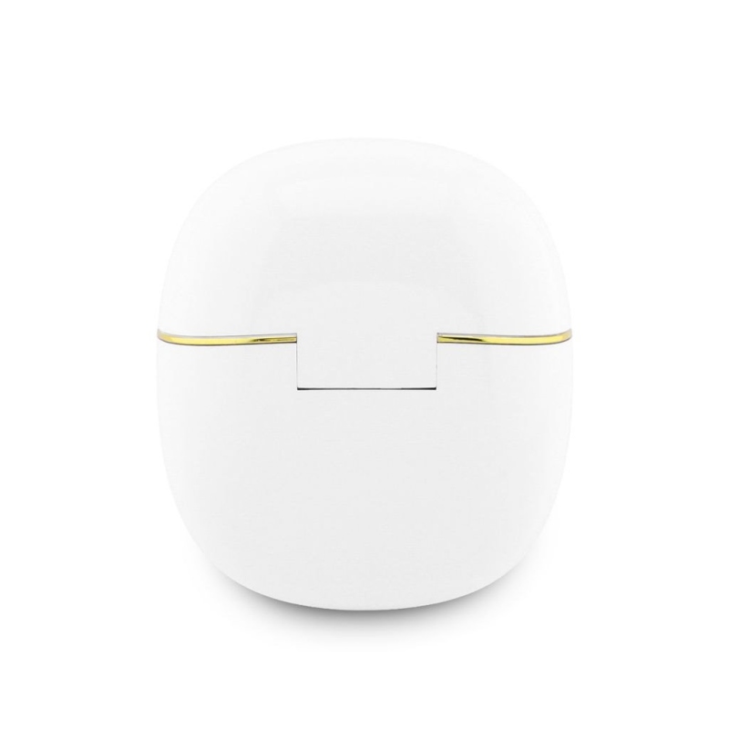Guess Gold Line Glossy Classic Logo TWS Bezdrátová Sluchátka White