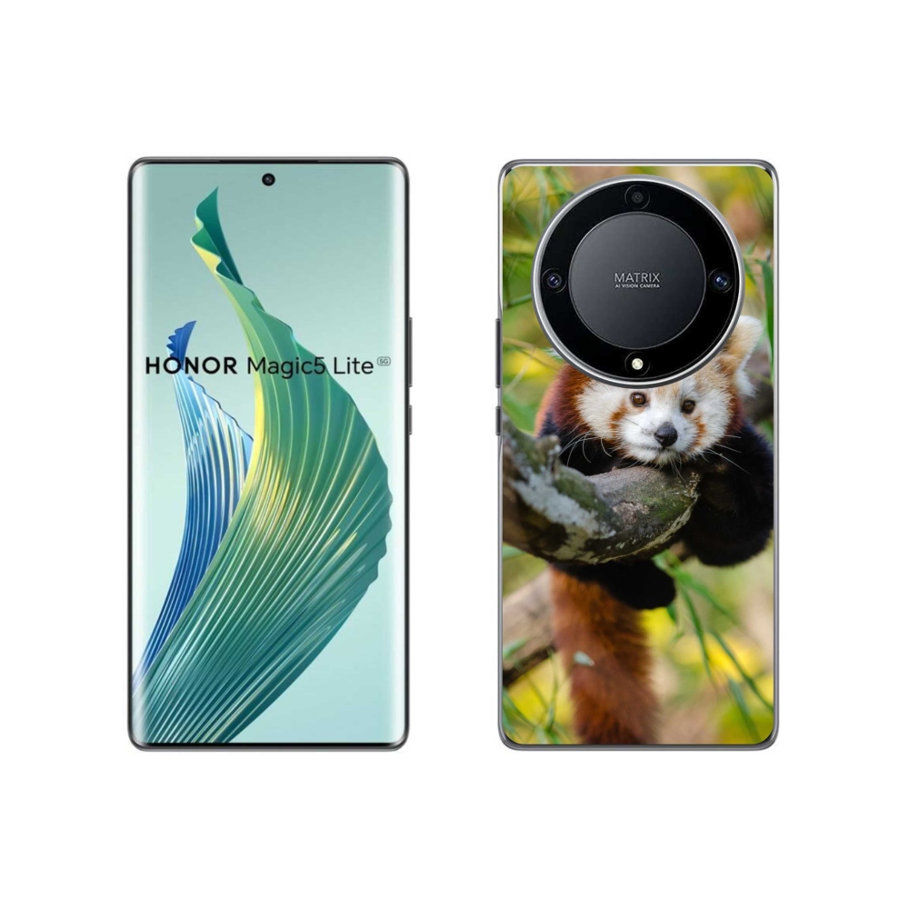 Gelový kryt mmCase na Honor Magic 5 Lite 5G - panda červená