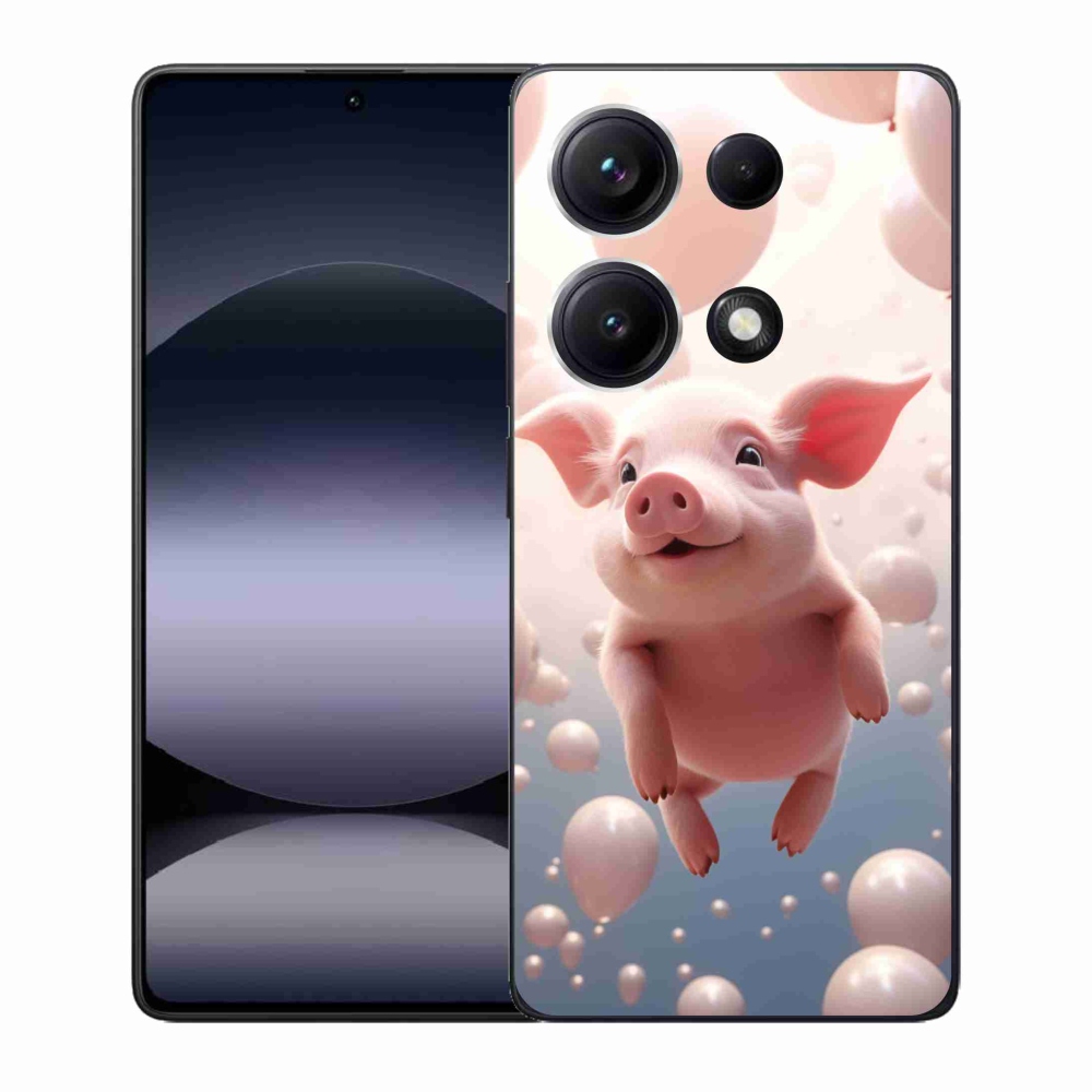 Gelový kryt mmCase na Xiaomi Redmi Note 14S - prasátko s balónky