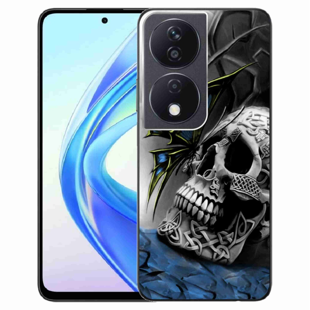 Gelový kryt mmCase na Honor X7b/Honor 90 Smart - motýl a lebka