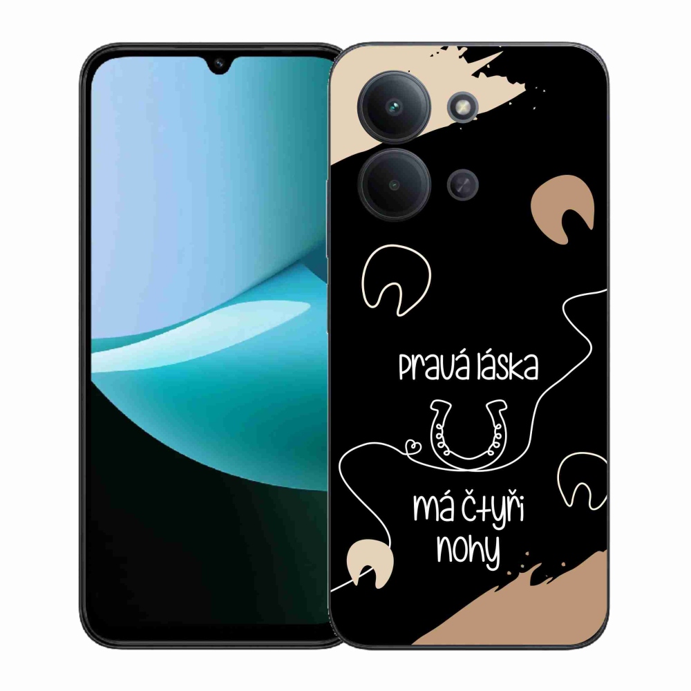 Gelový kryt mmCase na Xiaomi Redmi 15C 4G (171mm)/Poco C85 4G (171mm) - koňský motiv černé pozadí