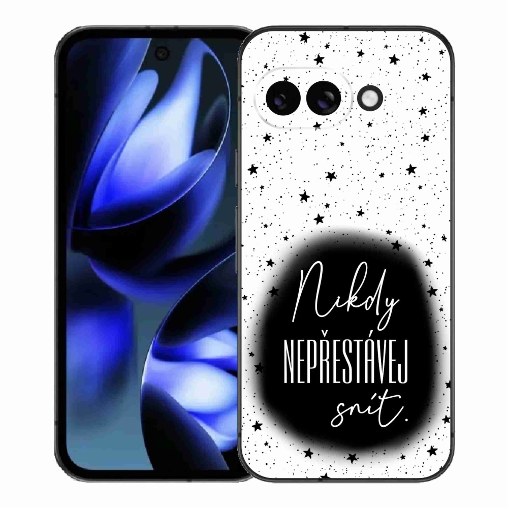 Gelový kryt mmCase na Google Pixel 9a - citát 1 černobílé pozadí
