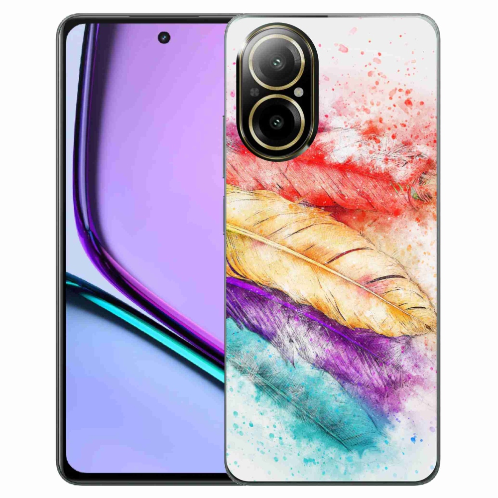 Gelový kryt mmCase na Realme C67 - barevné peří