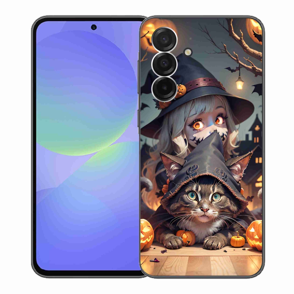Gelový kryt mmCase na Samsung Galaxy A36 5G - čarodějnice s kočkou