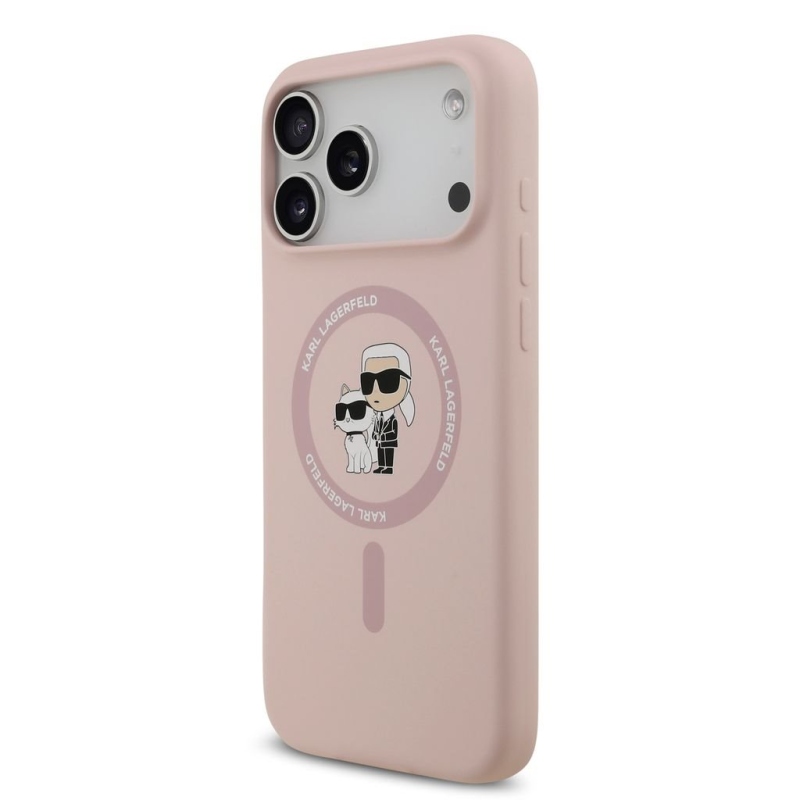 Karl Lagerfeld Liquid Silicone Karl and Choupette MagSafe Zadní Kryt pro iPhone 18 Pro Max Pink