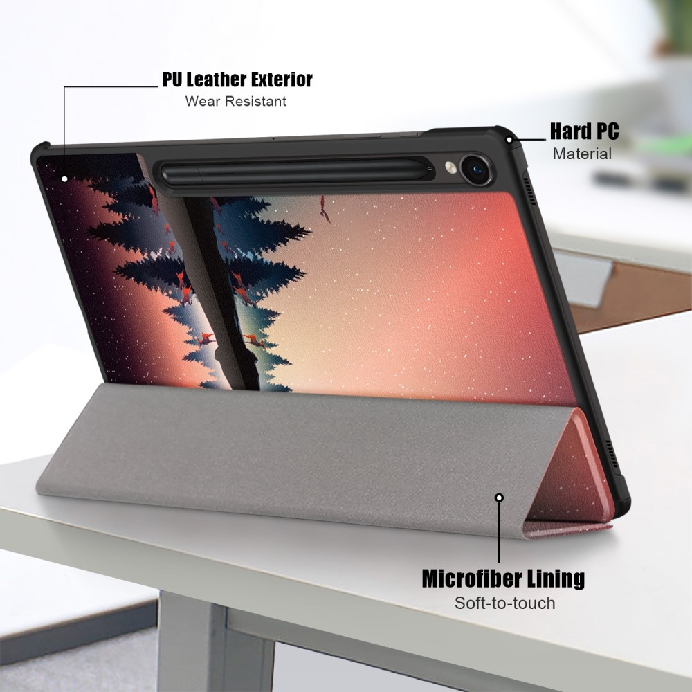 Print chytré zavírací pouzdro na Samsung Galaxy Tab S9 FE/Tab S10 FE - les