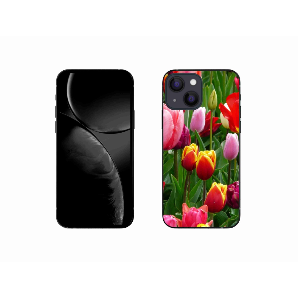 Gelový kryt mmCase na iPhone 13 mini - tulipány