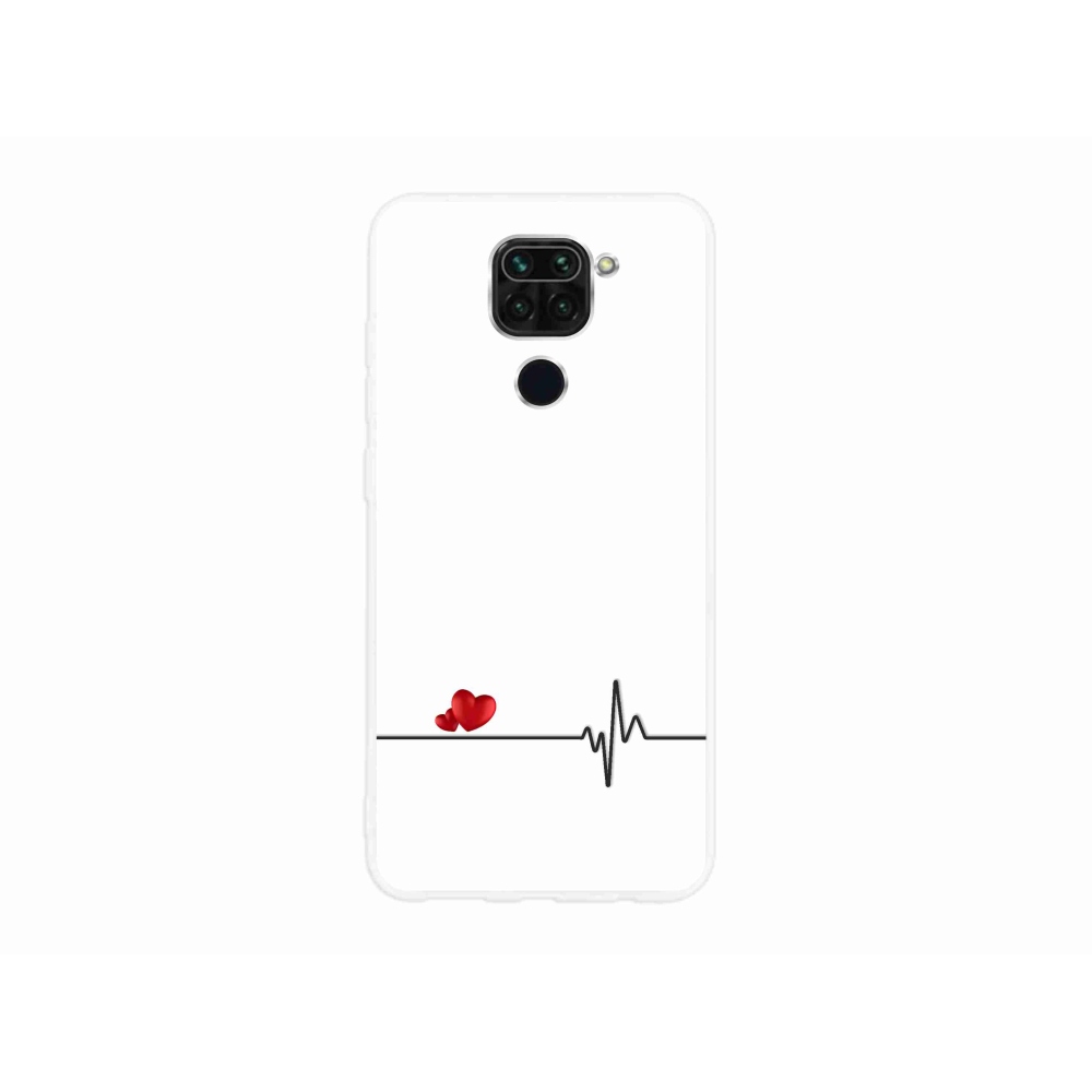 Gelový kryt mmCase na Xiaomi Redmi Note 9 - srdce a tep bílé pozadí