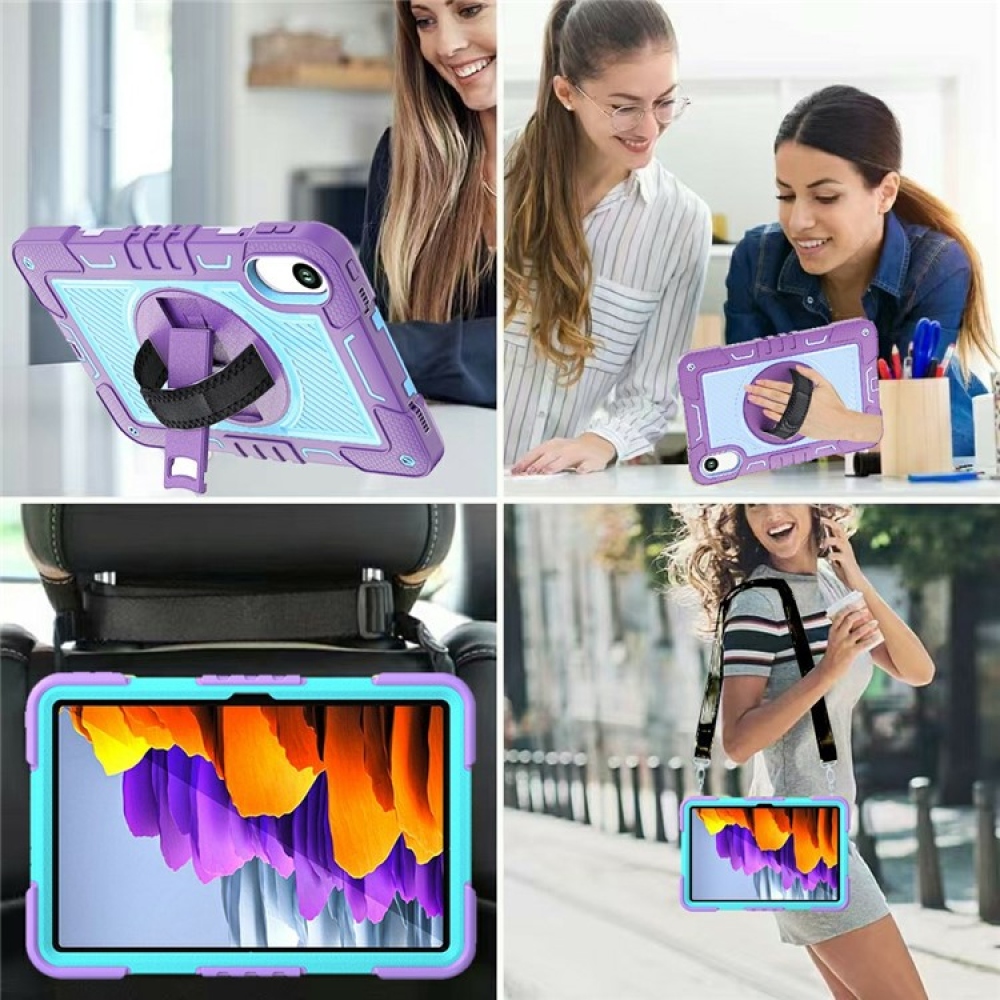 Strape odolný kryt s úchopem na ruku a popruhem na Xiaomi Redmi Pad 2 - fialový/modrozelený