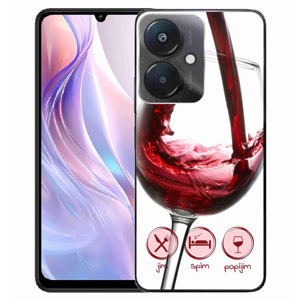 Gelový obal mmCase na Xiaomi Redmi 13C 5G - sklenička vína červené