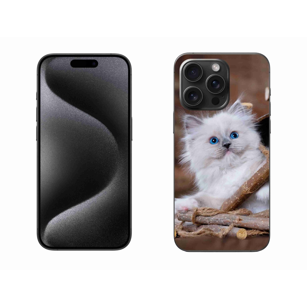 Gelový kryt mmCase na iPhone 15 Pro Max - bílé kotě