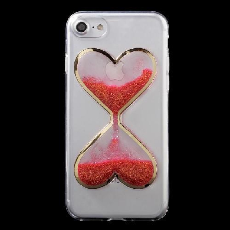 Heart přesýpací gelový obal na iPhone 8 a iPhone 7 - červený