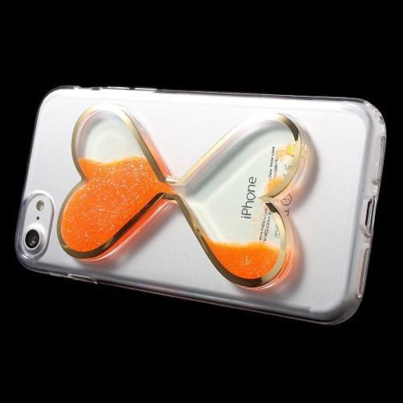 Heart přesýpací gelový obal na iPhone 8 a iPhone 7 - oranžový
