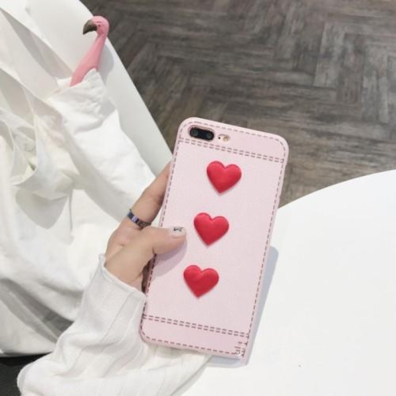 Hearts gelový obal na iPhone 7 Plus a 8 Plus - růžový